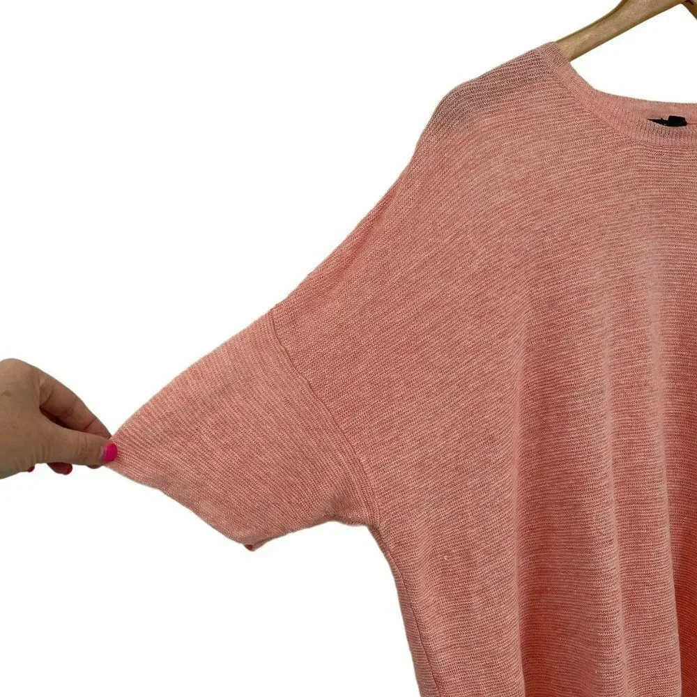 Eileen Fisher Organic Linen Melange Round Neck Short Sleeve Top Peach Women LG‎ - Picture 4 of 7